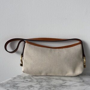 Burberry Cream Canvas and Tan Leather Shoulder Bag